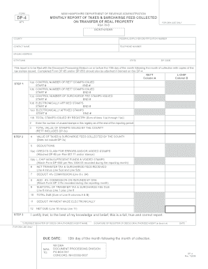 New Hampshire DP-4 Monthly Report of Taxes Collected