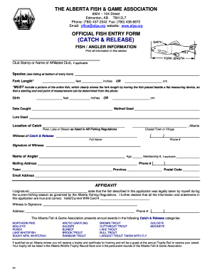 Alberta Fish Entry Form