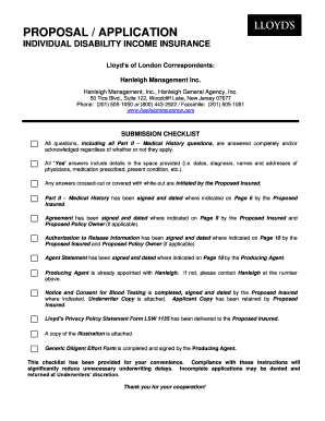 Individual Disability Income Insurance Application