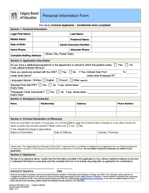 Personal Information Form