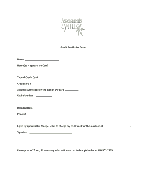 Credit Card Order Form