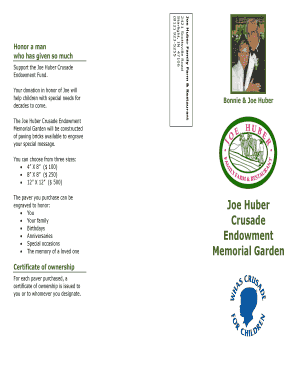 WHAS Crusade for Children Memorial Garden Paver Donation Form