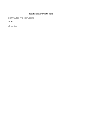 License and Permit Bond Agreement