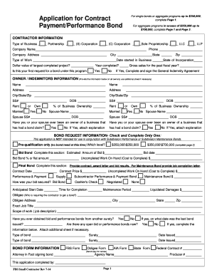 Contractor Bond Application Form