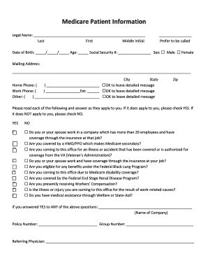 Medicare Patient Information Form