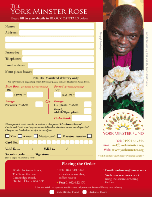 York Minster Rose Order Form
