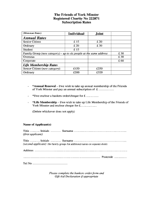 Friends of York Minster Membership Application
