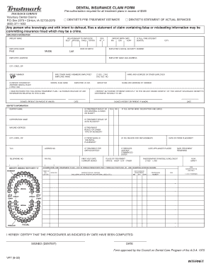 Dental Insurance Claim Form