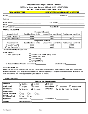 Federal Direct Loan Application