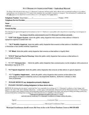 9-1-1 Disability Indicator Form