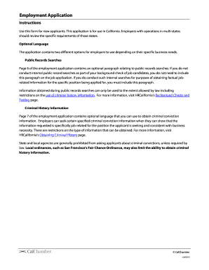 California Employment Application Form