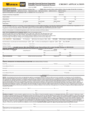 Caterpillar Financial Commercial Account Credit Application