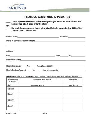 Financial Assistance Application