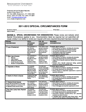 2011-2012 Special Circumstances Form