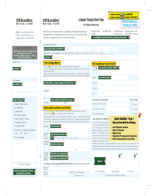 DSP BlackRock Mutual Fund Transaction Form