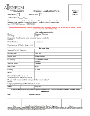 Erasmus+ Application Form