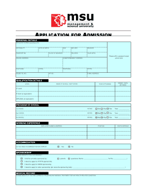 Application for Admission