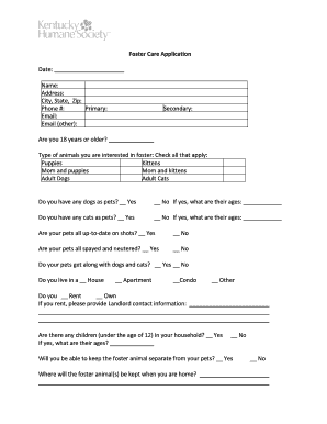 Foster Care Application