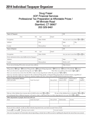 2014 Individual Taxpayer Organizer