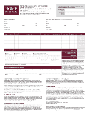Home Decorators Order Form