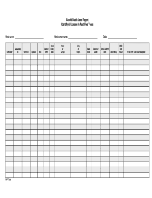 Cervid Death Loss Report