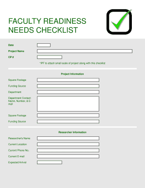 Fillable Online ipf msu FACULTY READINESS NEEDS CHECKLIST Fax Email ...