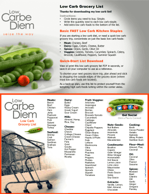 Low Carb Grocery List