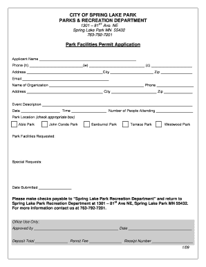 Park Facilities Permit Application