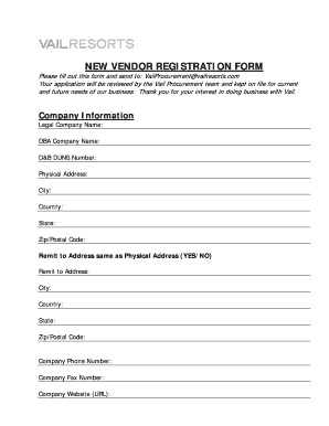 New Vendor Registration Form