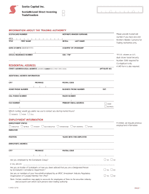 Scotia Direct Investing Trading Authority Form
