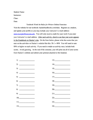 Student Online Exercise Score Tracking Form