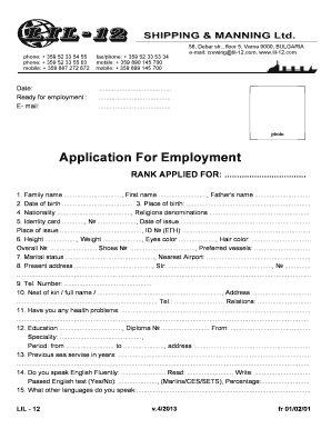 Application For Employment