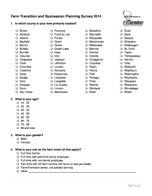 Wisconsin Farm Transition and Succession Planning Survey 2014