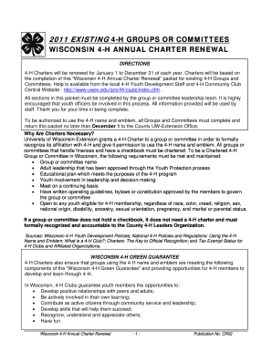 Wisconsin 4-H Annual Charter Renewal