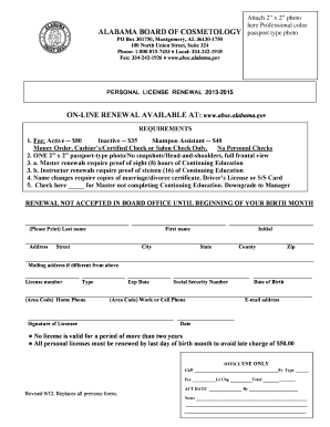 Alabama Cosmetology License Renewal Form