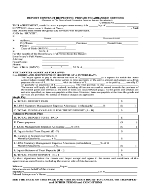 Deposit Contract for Prepaid Funeral Services
