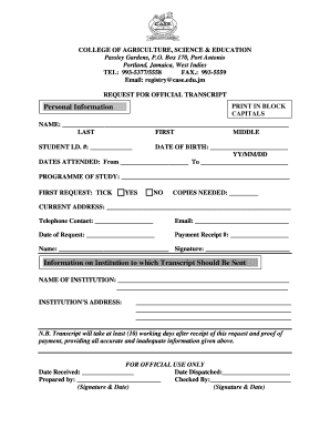 Request for Official Transcript