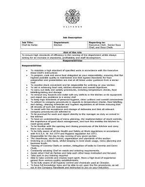 Chef de Partie Job Description