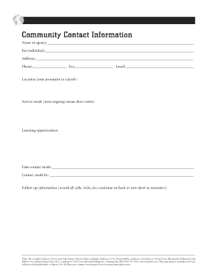 Community Contact Information Form