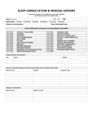 Sleep Consultation Medical History Form