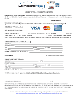 Credit Card Authorization Form