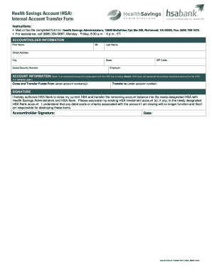 Health Savings Account Internal Transfer Form