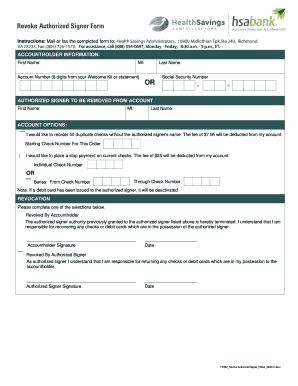 Revoke Authorized Signer Form