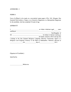 Affidavit for Jain Gujarati Minority Status