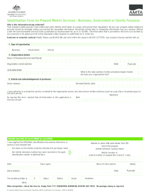 Identification Form for Prepaid Mobile Services