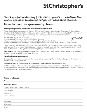 St Christopher's Sponsorship Form