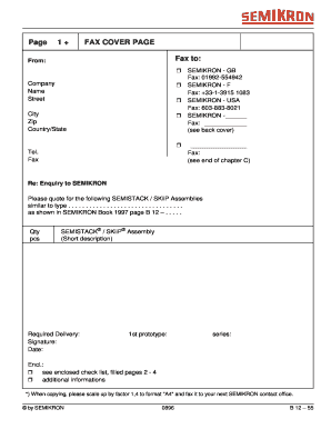 SEMIKRON Fax Cover Page and Checklist