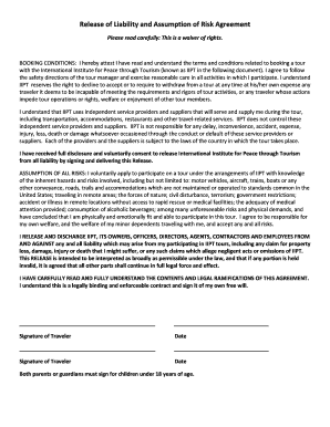 Release of Liability and Assumption of Risk Agreement