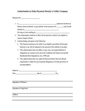 Authorization to Make Payment Directly to Utility Company