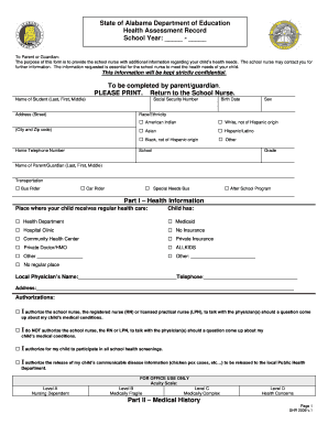 Alabama Health Assessment Record
